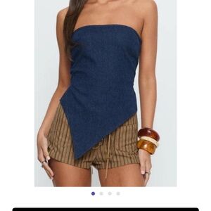 Princess Polly Blue Asymmetrical Tank Top